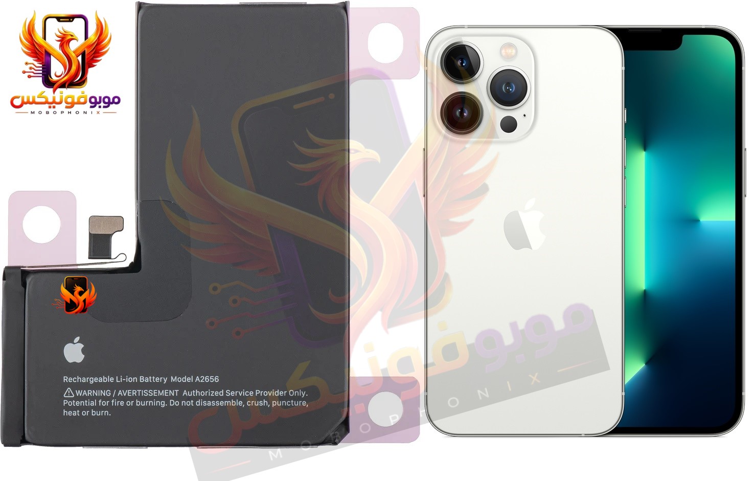 باتری آیفون iphone 13 Pro اورجینال گارانتی یکساله (حتی بادکردگی) ارسال سریع از موبوفونیکس